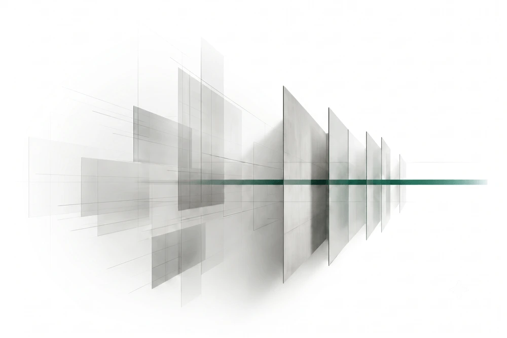 Abstract layered planes connected by a green line, representing coordinated discovery workflow.